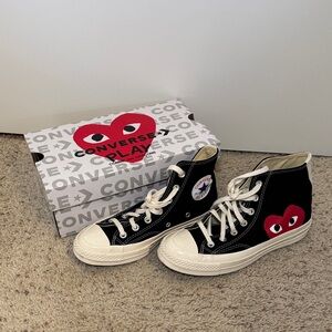 Comme des Garçons PLAY x Converse Chuck Taylor High-Top Black Sneakers 7 W/5 M